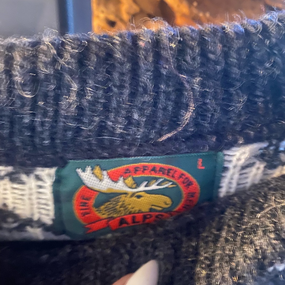 Epic vintages moose snowflake the  ALPS brand L holiday sweater cabin elk - Picture 3 of 6